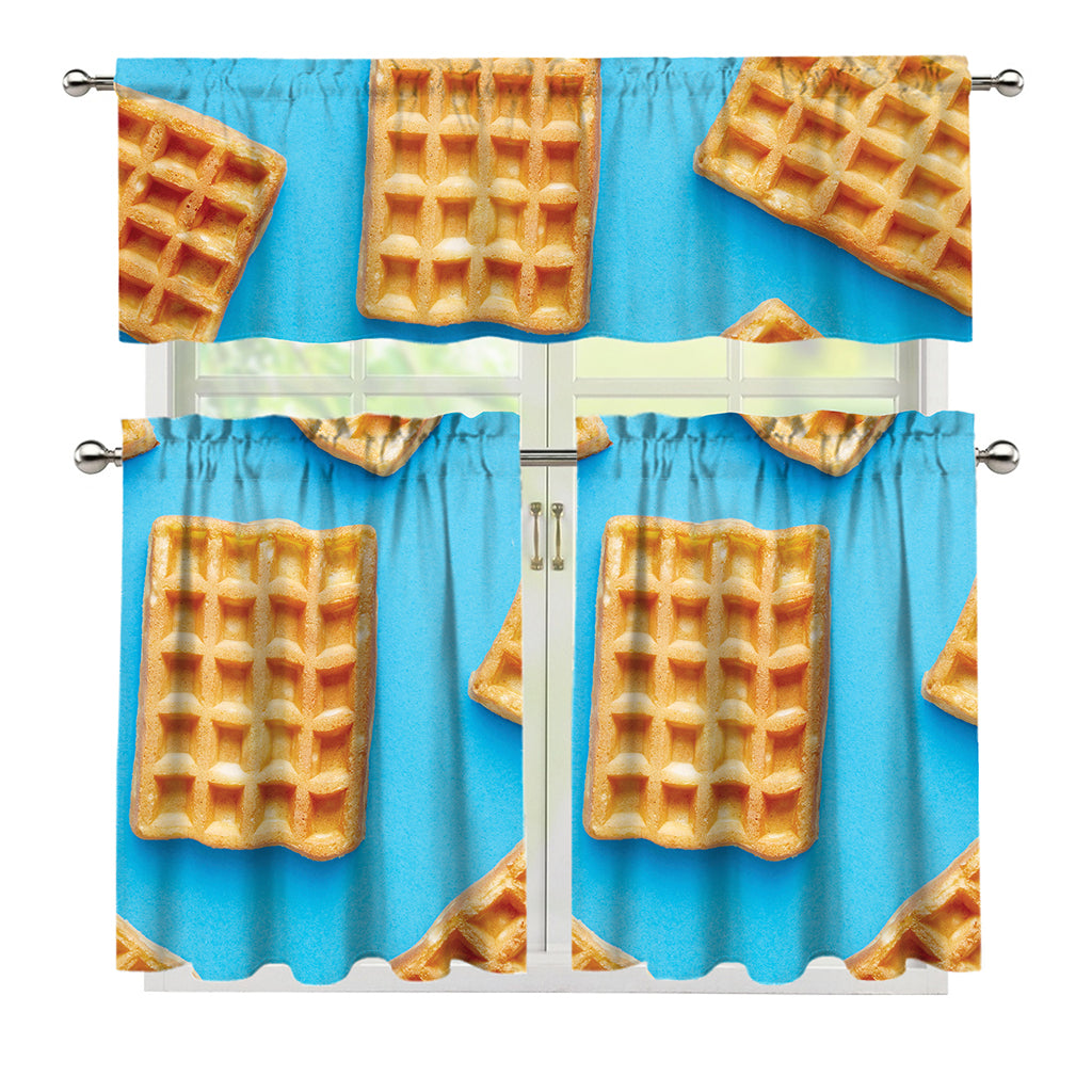 Fresh Waffles Print 3 Piece Kitchen Curtains