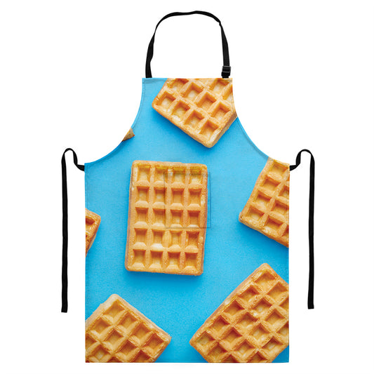Fresh Waffles Print Bib Apron With Pocket