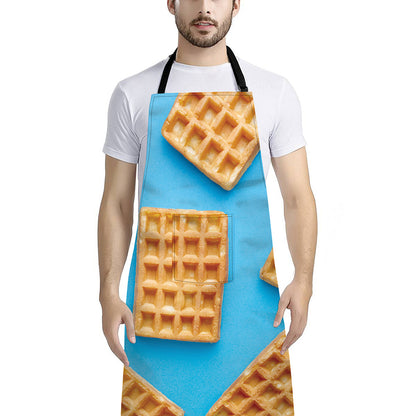 Fresh Waffles Print Bib Apron With Pocket