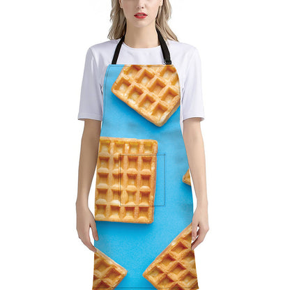 Fresh Waffles Print Bib Apron With Pocket