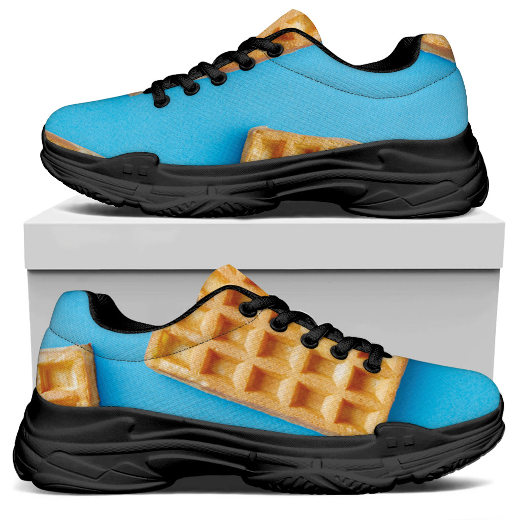 Fresh Waffles Print Black Chunky Shoes