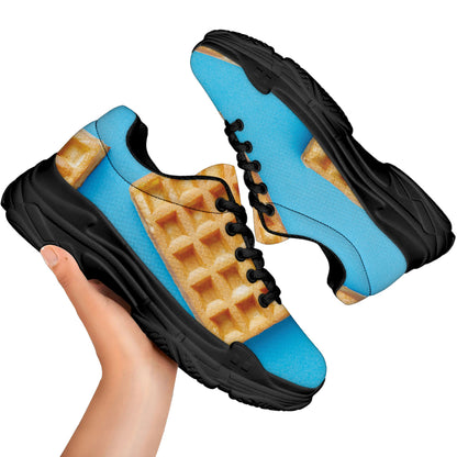 Fresh Waffles Print Black Chunky Shoes