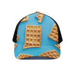 Fresh Waffles Print Black Mesh Trucker Cap