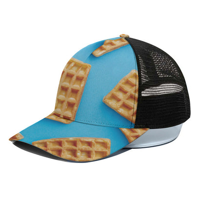 Fresh Waffles Print Black Mesh Trucker Cap
