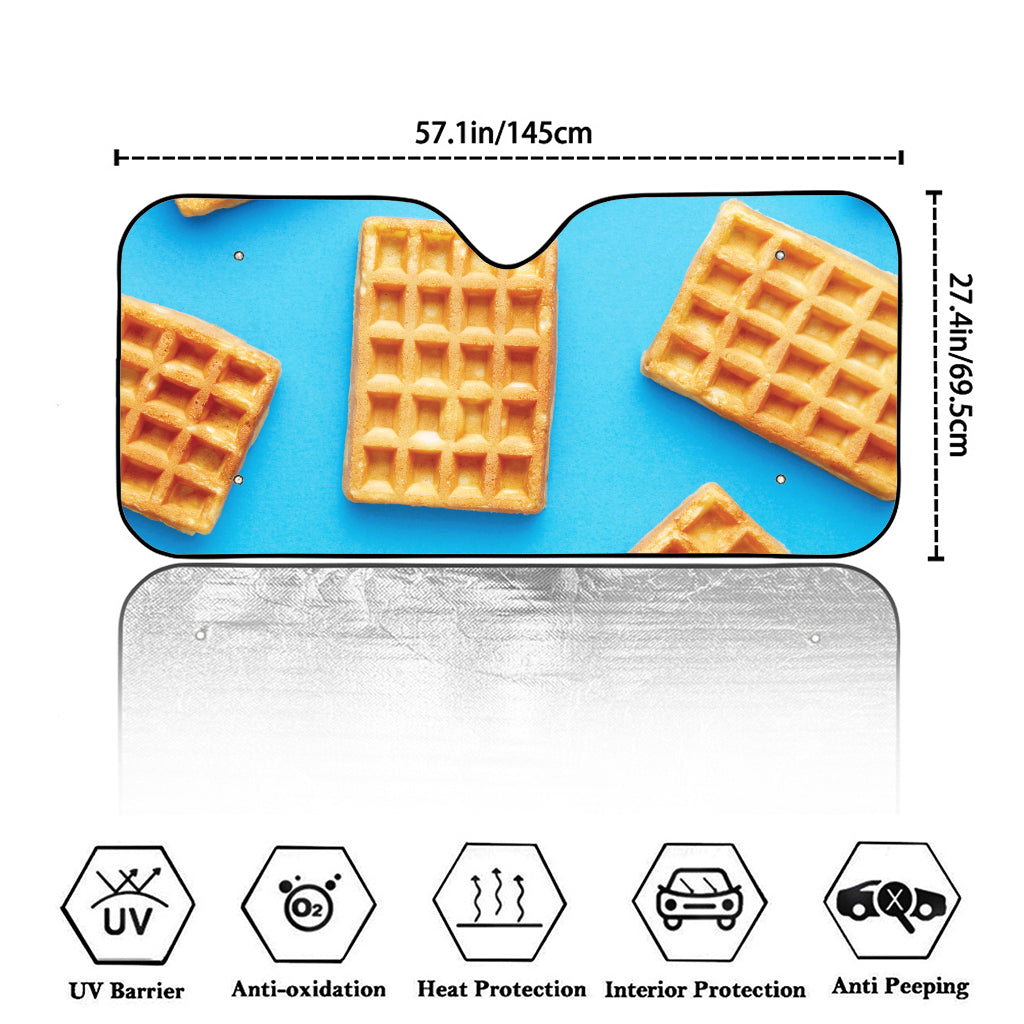 Fresh Waffles Print Car Windshield Sun Shade