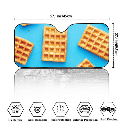 Fresh Waffles Print Car Windshield Sun Shade