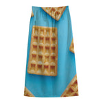Fresh Waffles Print Cotton Front Slit Maxi Skirt