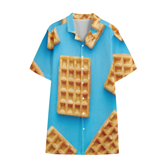 Fresh Waffles Print Cotton Hawaiian Shirt