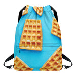 Fresh Waffles Print Drawstring Backpack