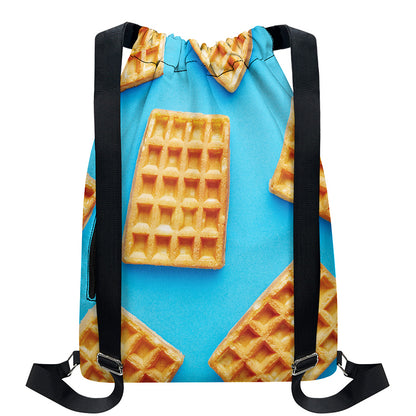 Fresh Waffles Print Drawstring Backpack