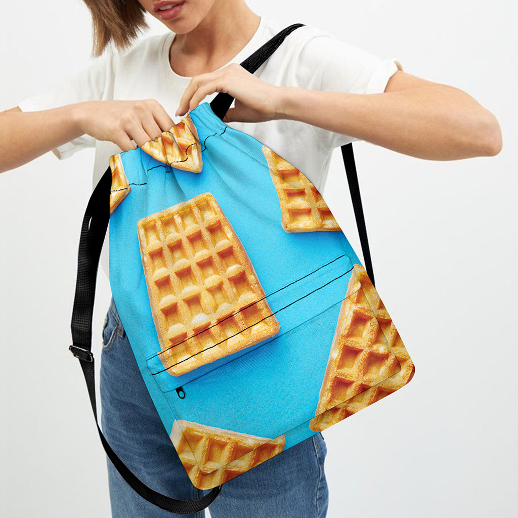 Fresh Waffles Print Drawstring Backpack