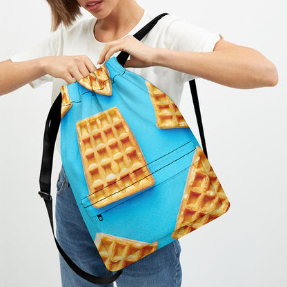 Fresh Waffles Print Drawstring Backpack