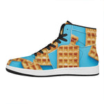 Fresh Waffles Print High Top Leather Sneakers