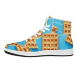 Fresh Waffles Print High Top Leather Sneakers