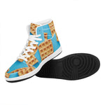 Fresh Waffles Print High Top Leather Sneakers