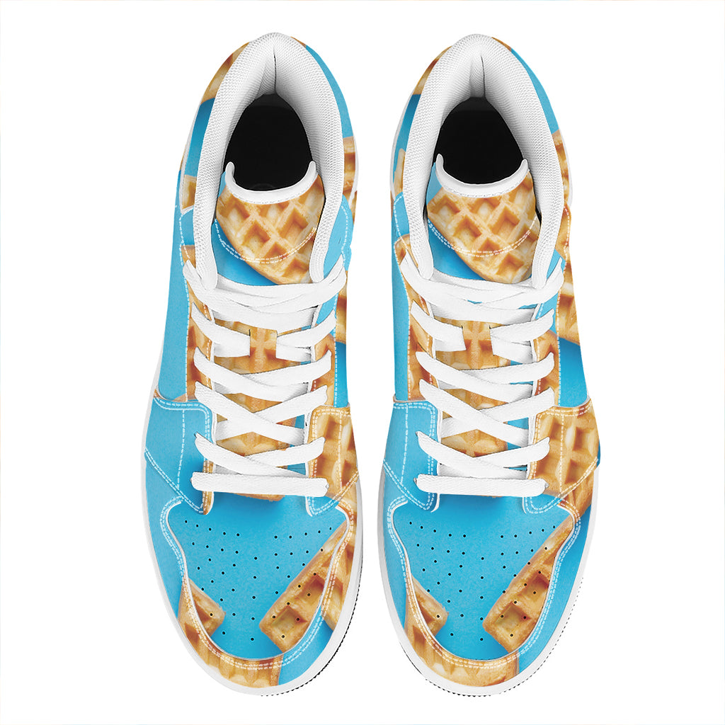 Fresh Waffles Print High Top Leather Sneakers