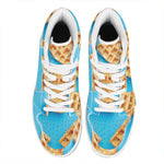 Fresh Waffles Print High Top Leather Sneakers