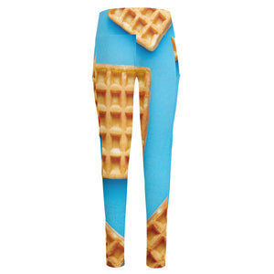 Fresh Waffles Print High-Waisted Pocket Leggings