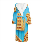 Fresh Waffles Print Hooded Bathrobe