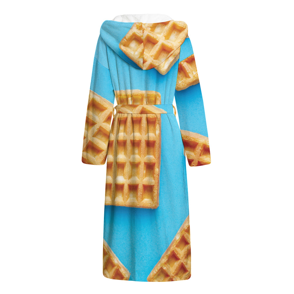 Fresh Waffles Print Hooded Bathrobe