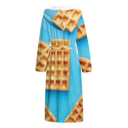Fresh Waffles Print Hooded Bathrobe