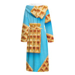 Fresh Waffles Print Hooded Bathrobe
