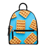 Fresh Waffles Print Leather Backpack