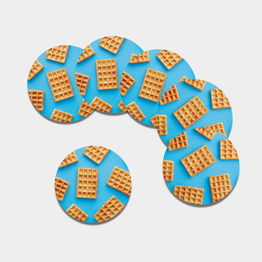 Fresh Waffles Print Leather Coaster Set