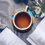 Fresh Waffles Print Leather Coaster Set