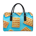 Fresh Waffles Print Leather Duffel Bag