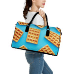 Fresh Waffles Print Leather Duffle Bag