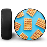 Fresh Waffles Print Leather Spare Tire Cover