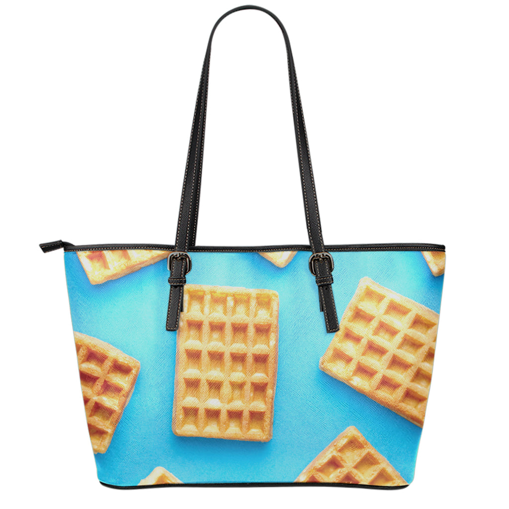 Fresh Waffles Print Leather Tote Bag