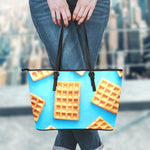 Fresh Waffles Print Leather Tote Bag