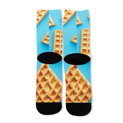 Fresh Waffles Print Long Socks