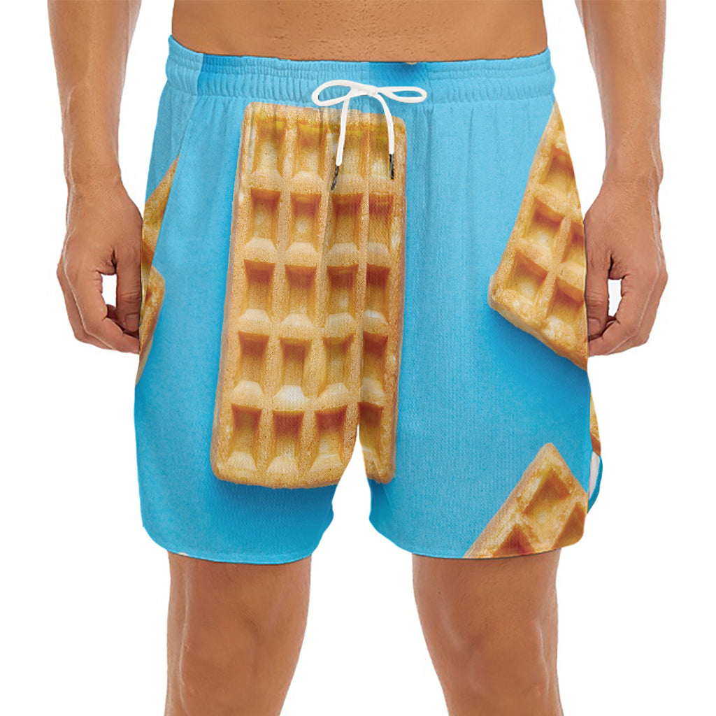 Fresh Waffles Print Men's Split Running Shorts
