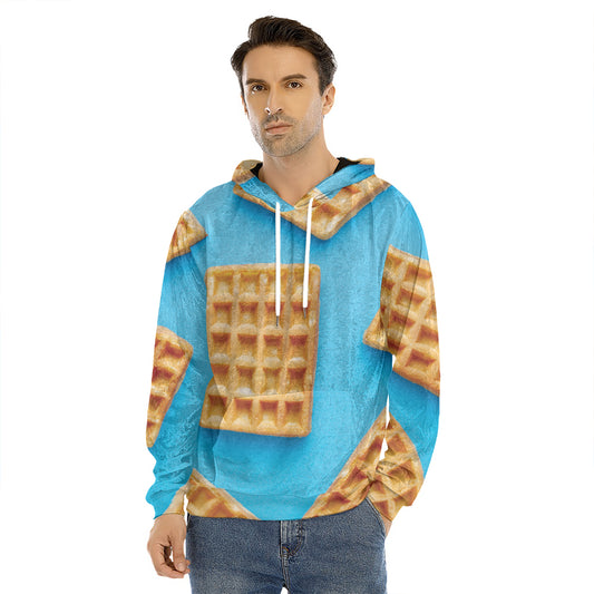 Fresh Waffles Print Men's Velvet Pullover Hoodie