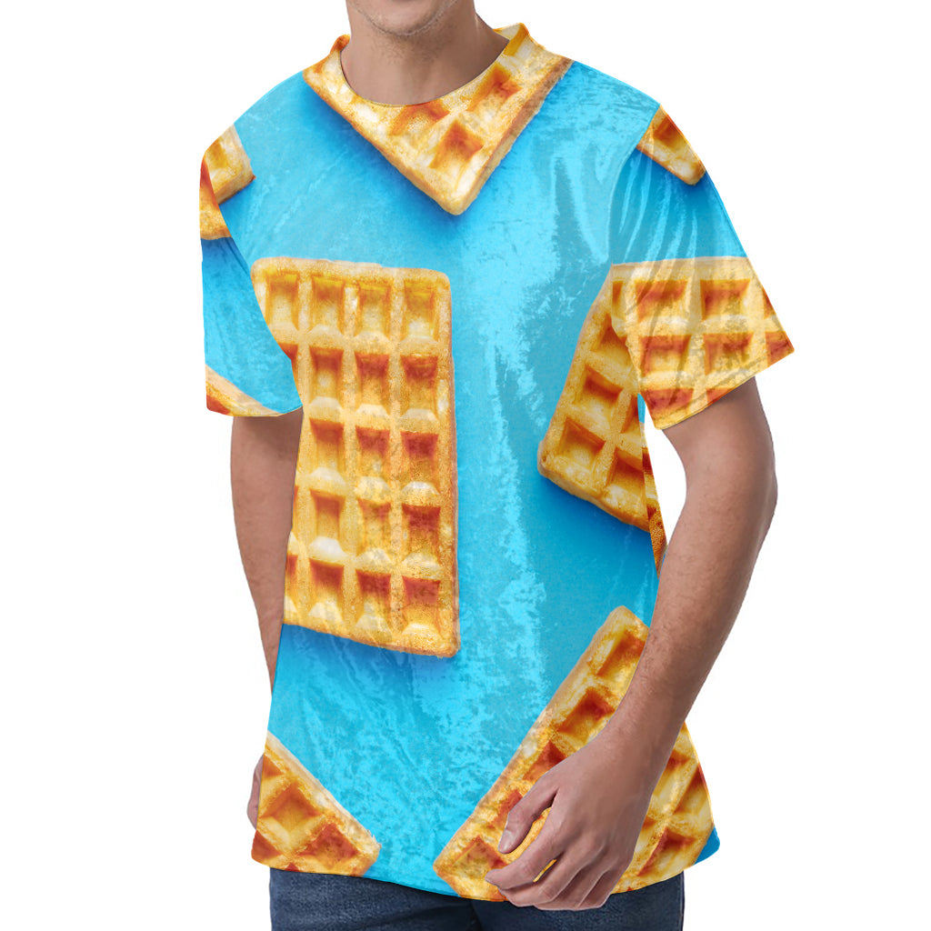 Fresh Waffles Print Men's Velvet T-Shirt
