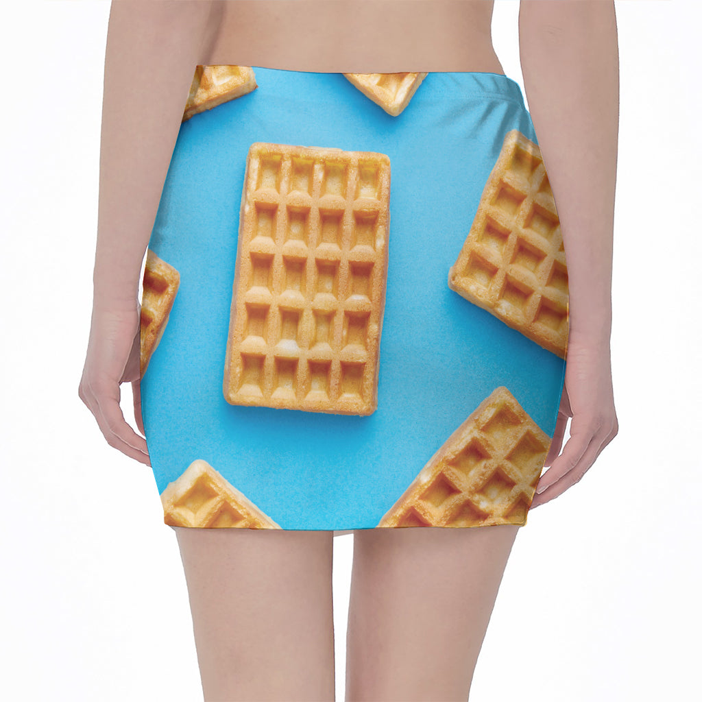 Fresh Waffles Print Pencil Mini Skirt