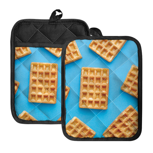 Fresh Waffles Print Pot Holders With Pocket