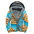 Fresh Waffles Print Sherpa Lined Zip Up Hoodie