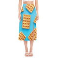 Fresh Waffles Print Side Slit Midi Skirt