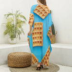 Fresh Waffles Print Silk V-Neck Kaftan Dress