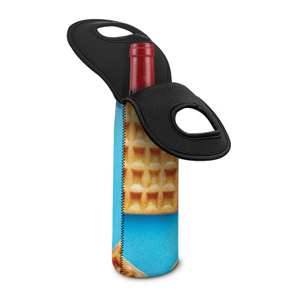 Fresh Waffles Print Single Neoprene Wine Tote