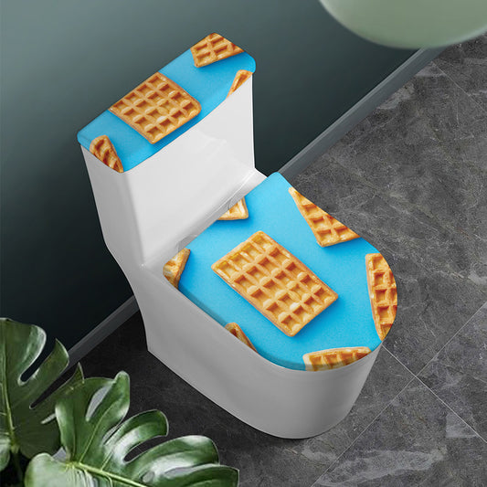 Fresh Waffles Print Toilet Lid And Tank Cover Set