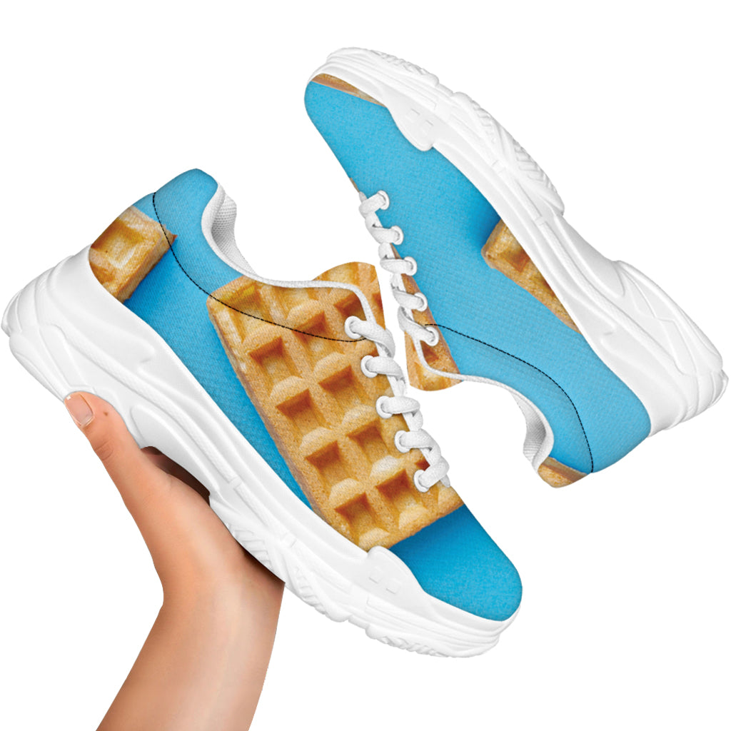 Fresh Waffles Print White Chunky Shoes