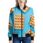 Fresh Waffles Print Women's Bomber Jacket