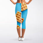 Fresh Waffles Print Women's Capri Leggings