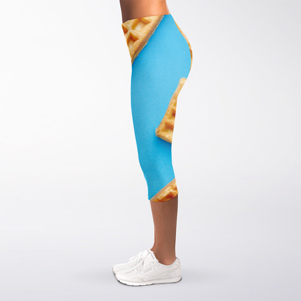 Fresh Waffles Print Women's Capri Leggings