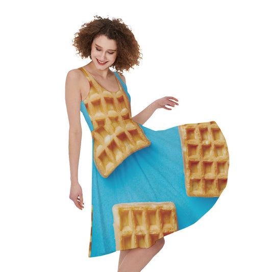 Fresh Waffles Print Women's Sleeveless Dress